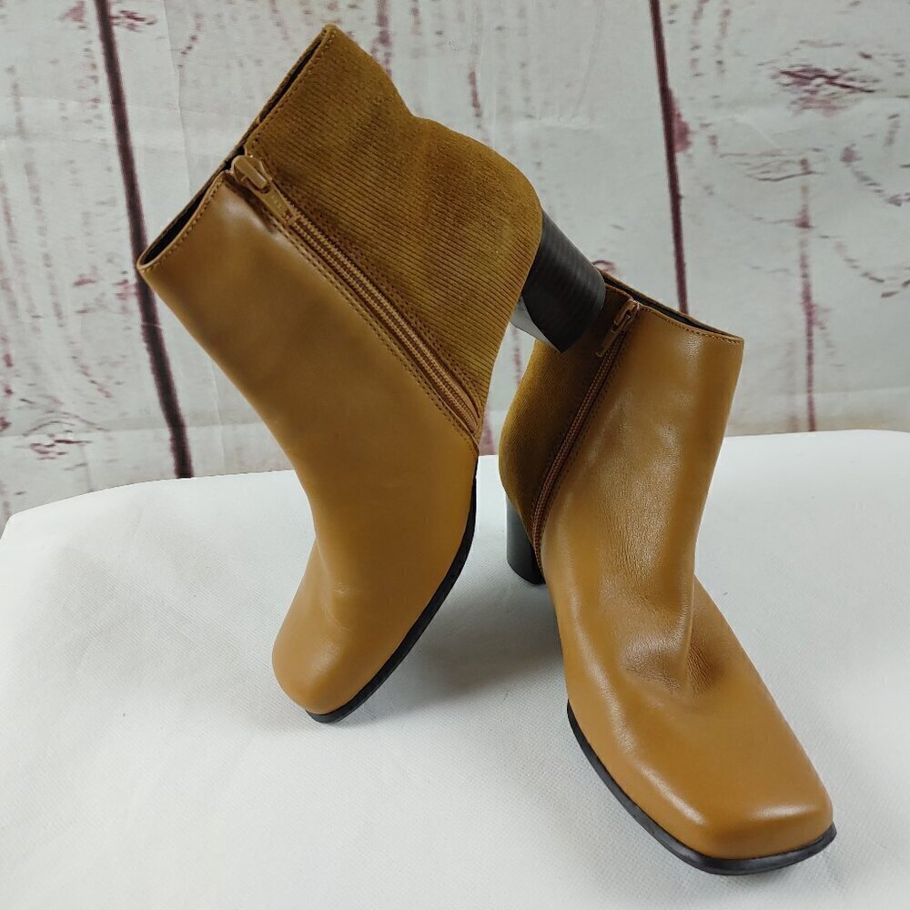 White Mountain A15475 HOPE Womens Tan Leather Ankle Bootie Shoe Size 6.5M